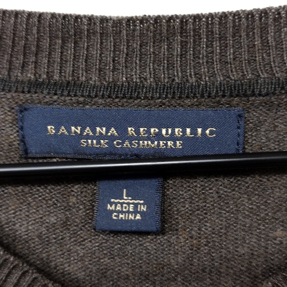 Banana Republic Silk Cashmere Sweater Mens L Brown Office Career Retro Y2K - Picture 8 of 9